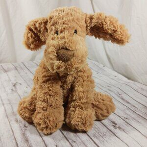 JellyCat Fuddlewuddle Dog Puppy Medium Brown Wavy Fur Plush Stuffed Animal 9"